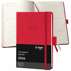SIGEL Terminplaner Wochenkalender Conceptum 2026, ca. A6, Hardcover, rot