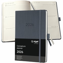 SIGEL Terminplaner Wochenkalender Conceptum 2026, ca. A5, Hardcover, dunkelgrau