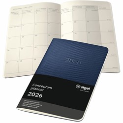 SIGEL Monats-Kalenderheft Monatsplaner Conceptum 2026, ca. A6, Softcover, dunkelblau