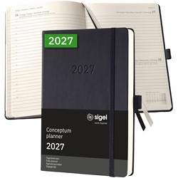 SIGEL Terminplaner Tageskalender Conceptum 2027, ca. A5, Hardcover, schwarz