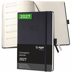 SIGEL Terminplaner Wochennotiz-Kalender Conceptum 2027, ca. A5, Hardcover, schwarz