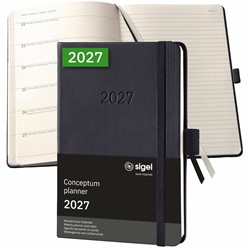 SIGEL Terminplaner Wochennotiz-Kalender Conceptum 2027, ca. A6, Hardcover, schwarz