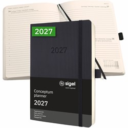 SIGEL Terminplaner Tageskalender Conceptum 2027, ca. A5, Softcover, schwarz