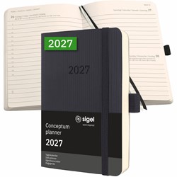 SIGEL Terminplaner Tageskalender Conceptum 2027, ca. A6, Softcover, schwarz