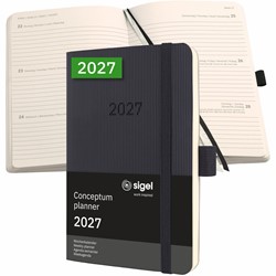 SIGEL Terminplaner Wochenkalender Conceptum 2027, ca. A6, Softcover, schwarz
