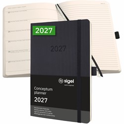 SIGEL Terminplaner Wochennotiz-Kalender Conceptum 2027, ca. A5, Softcover, schwarz