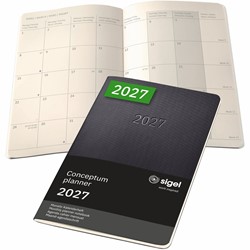 SIGEL Monats-Kalenderheft Monatsplaner Conceptum 2027, ca. A5, Softcover, schwarz