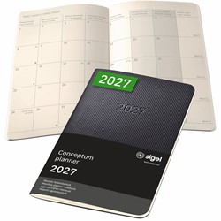 SIGEL Monats-Kalenderheft Monatsplaner Conceptum 2027, ca. A6, Softcover, schwarz