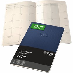 SIGEL Monats-Kalenderheft Monatsplaner Conceptum 2027, ca. A5, Softcover, dunkelblau