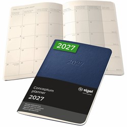 SIGEL Monats-Kalenderheft Monatsplaner Conceptum 2027, ca. A6, Softcover, dunkelblau