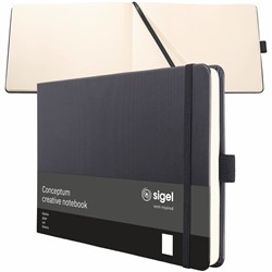 SIGEL Premium Notizbuch Conceptum, schwarz, blanko, ca. A5 quer
