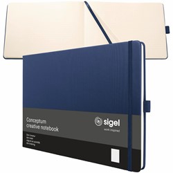SIGEL Premium Notizbuch Conceptum, dunkelblau, punktkariert, ca. A4 quer
