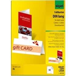 SIGEL Faltkarten DIN lang weiß, 185g