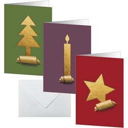 SIGEL Weihnachts-Karten Set mit Umschlag, Cut-out style, 3 verschiedene Motive, DIN A6