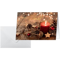 SIGEL Weihnachts-Karten, Red Christmas Candle, A6 - 10 Karten + Umschläge