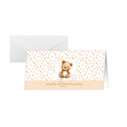 SIGEL Glückwunsch-Karten Teddy, braun/beige/weiß, DIN lang quer, 10 Karten + Umschläge