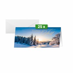 SIGEL Weihnachts-Karten, Winterlandschaft, DIN lang, 25 Karten inkl. Umschläge