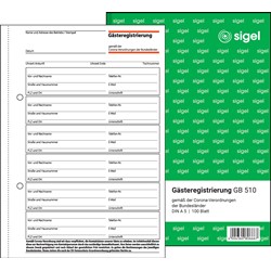 SIGEL Gästeregistrierung Formulare (wegen corona Auflage), A5, 100 Blatt