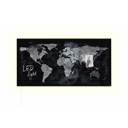 SIGEL Glas-Magnetboard Artverum LED light, 91x46 cm,Design World-Map