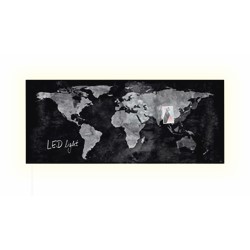 SIGEL Glas-Magnetboard Artverum LED light, 130x55 cm, Design World-Map, Weltkarte