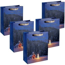 SIGEL Geschenktasche groß, Christmas Chapel, blau, Format 26 x 33 cm, 5er Pack