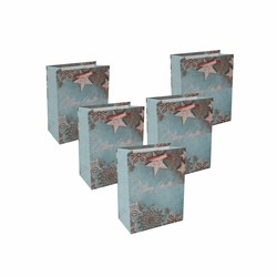 SIGEL Geschenktasche small, Weihnachtssterne, 18 x 23 x 10 cm, 5er Pack