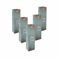 SIGEL Geschenktasche Flasche, Weihnachtssterne, 10 x 35 x 8 cm, 5er Pack