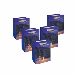 SIGEL Geschenktasche small, Winterlandschaft, 18 x 23 x 10 cm, 5er Pack