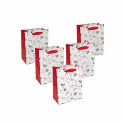 SIGEL Geschenktasche small, Tannenzweige, 18 x 23 x 10 cm, 5er Pack