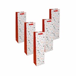 SIGEL Geschenktasche Flasche, Tannenzweige, 10 x 35 x 8 cm, 5er Pack