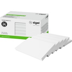 SIGEL Haftnotizen, weiß, 125 x 75 mm, 6 Stück à 100 Blatt