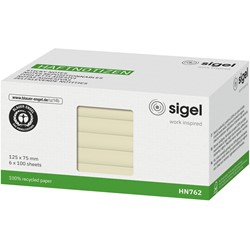 SIGEL Haftnotizen, gelb, 125 x 75 mm, 6 x 100 Blatt