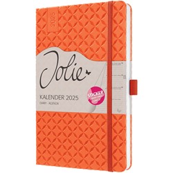 SIGEL Wochenkalender Jolie 2025, orange, ca. A5, Hardcover, mit Stickerbogen