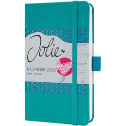 SIGEL Wochenkalender Jolie 2025, blau, ca. A6, Hardcover, mit Stickerbogen