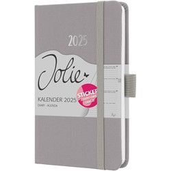 SIGEL Wochenkalender Jolie 2025, pearl grey, hellgrau, ca. A6, Hardcover, mit Stickerbogen