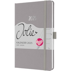 SIGEL Wochenkalender Jolie 2025, pearl grey, hellgrau, ca. A5, Hardcover, mit Stickerbogen