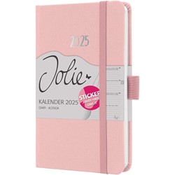 SIGEL Wochenkalender Jolie 2025, soft pink, hellrosa, ca. A6, Hardcover, mit Stickerbogen