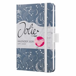 SIGEL Wochenkalender Jolie 2026, ca. A6, Cosmic Fantasy Blue, Hardcover, mit Stickerbogen