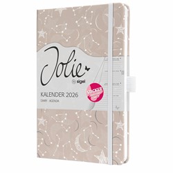 SIGEL Wochenkalender Jolie 2026, ca. A5, Cosmic Fantasy Beige, Hardcover, mit Stickerbogen