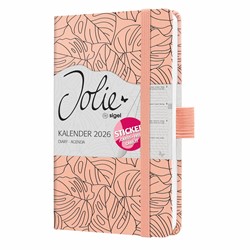 SIGEL Wochenkalender Jolie 2026, ca. A6, Rose Monstera, Hardcover, mit Stickerbogen