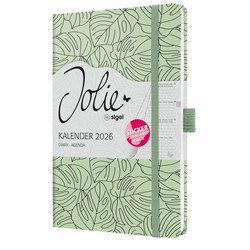 SIGEL Wochenkalender Jolie 2026, ca. A5, Green Monstera, Hardcover, mit Stickerbogen