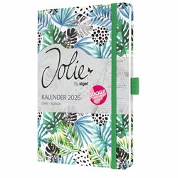 SIGEL Wochenkalender Jolie 2026, ca. A5, Green Jungle Fever, Hardcover, mit Stickerbogen