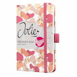 SIGEL Wochenkalender Jolie 2026, ca. A6, Spring Linear Leaves, Hardcover, mit Stickerbogen