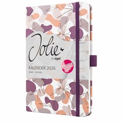 SIGEL Wochenkalender Jolie 2026, ca. A5, Summer Linear Leaves, Hardcover, mit Stickerbogen