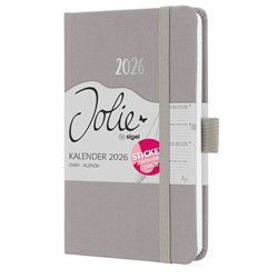 SIGEL Wochenkalender Jolie 2026, ca. A6, pearl grey, Hardcover, mit Stickerbogen