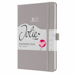 SIGEL Wochenkalender Jolie 2026, ca. A5, pearl grey, Hardcover, mit Stickerbogen