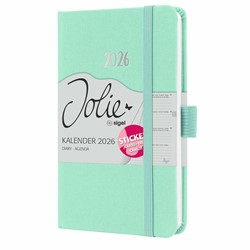 SIGEL Wochenkalender Jolie 2026, ca. A6, mighty mint, Hardcover, mit Stickerbogen