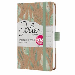 SIGEL Wochenkalender Jolie 2026, ca. A6, Sparkle Leaves, Hardcover