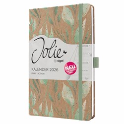 SIGEL Wochenkalender Jolie 2026, ca. A5, Sparkle Leaves, Hardcover