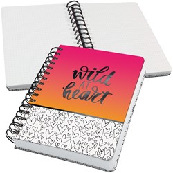 SIGEL Spiral-Notizblock Jolie, Hardcover, Wild Hearts, Dot-Lineatur, ca. A5, 240 Seiten